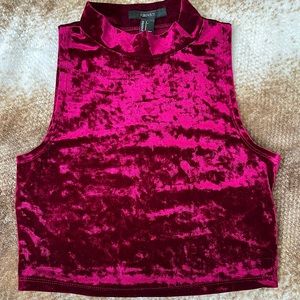 Burgundy velvet crop top